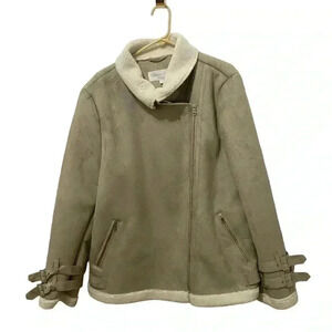 Fabulous Furs Faux Suede Asymmetrical Moto Jacket 3X